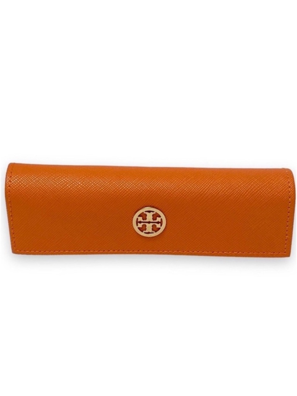 TORY BURCH 🧡ORANGE🧡 TEXTURED BURNT SLIM READING EYEGLASSES CASE 🌟NWOT🌟